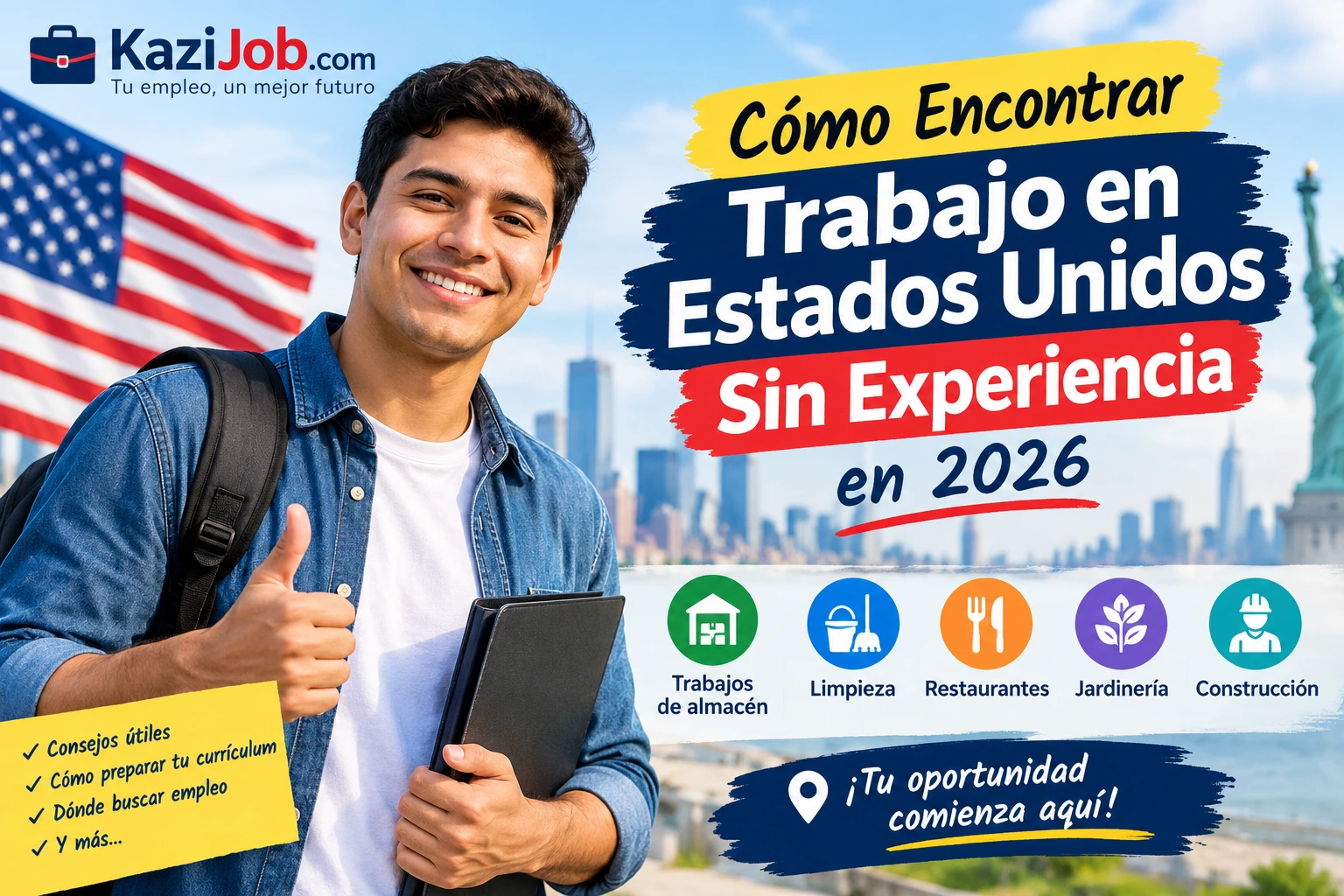 Cómo Encontrar Trabajo en Estados Unidos Sin Experiencia en 2026